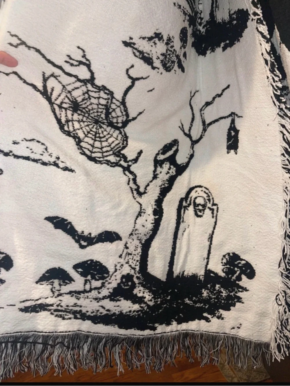 Cynthia Rowley Black and White Halloween Toile Throw